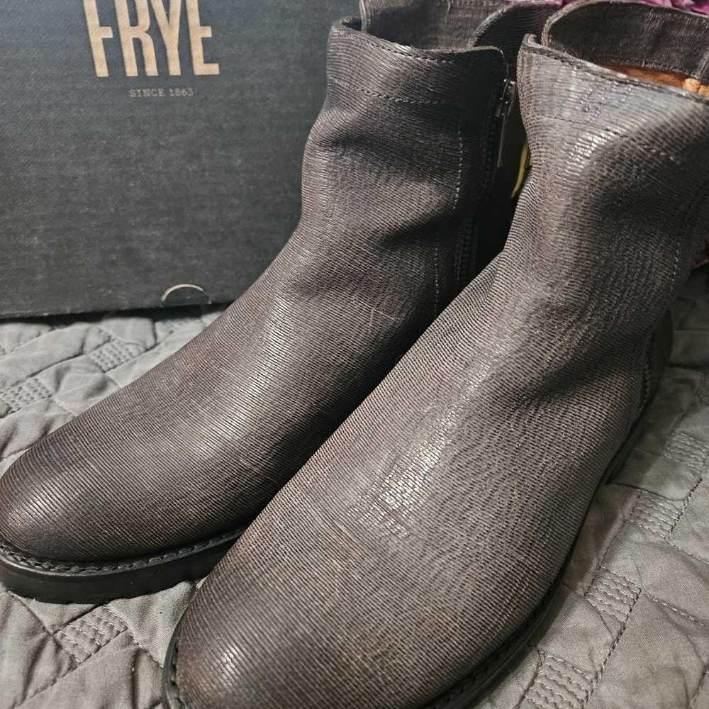 Frye Natalie Double Zip Charco Leather Boots Womens 6.5 NIB